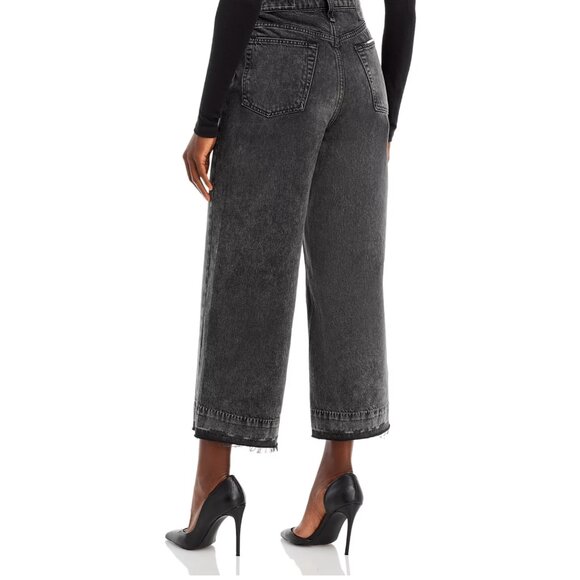 Rag & Bone Maya High Rise Wide Leg Jean Raw Hem Black Opal - 25 - Picture 2 of 11